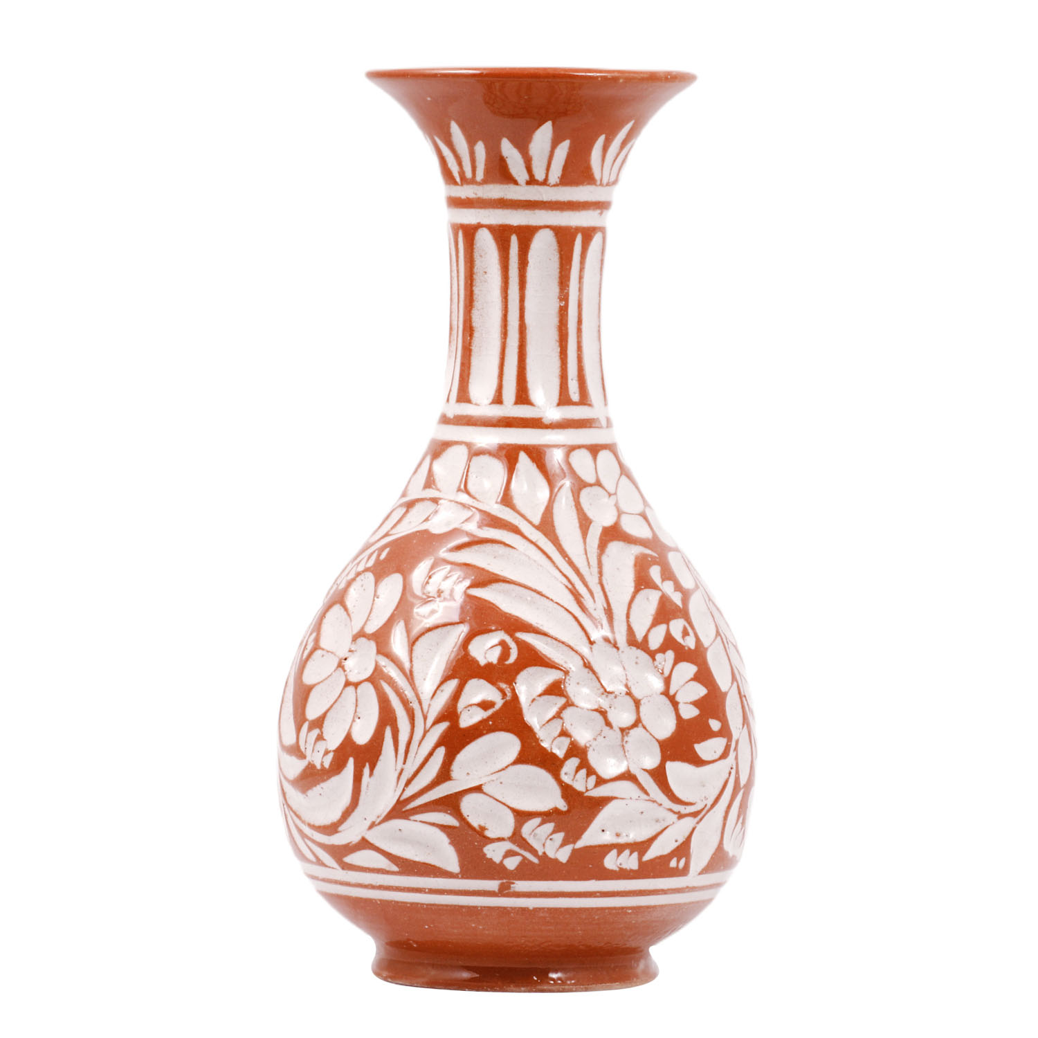 گلدان سفالی طرح گل و بته 