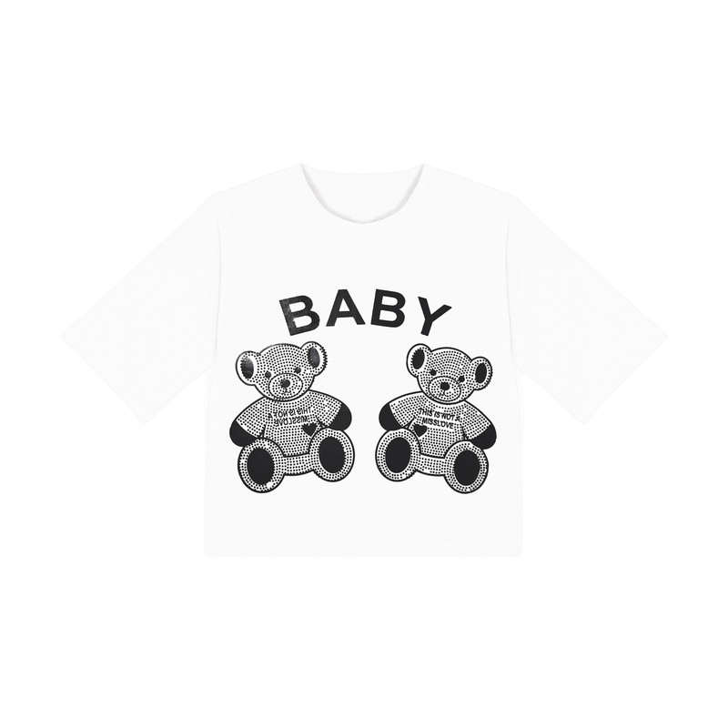 کراپ‌ تی‌شرت آستین کوتاه زنانه مدل خرس baby