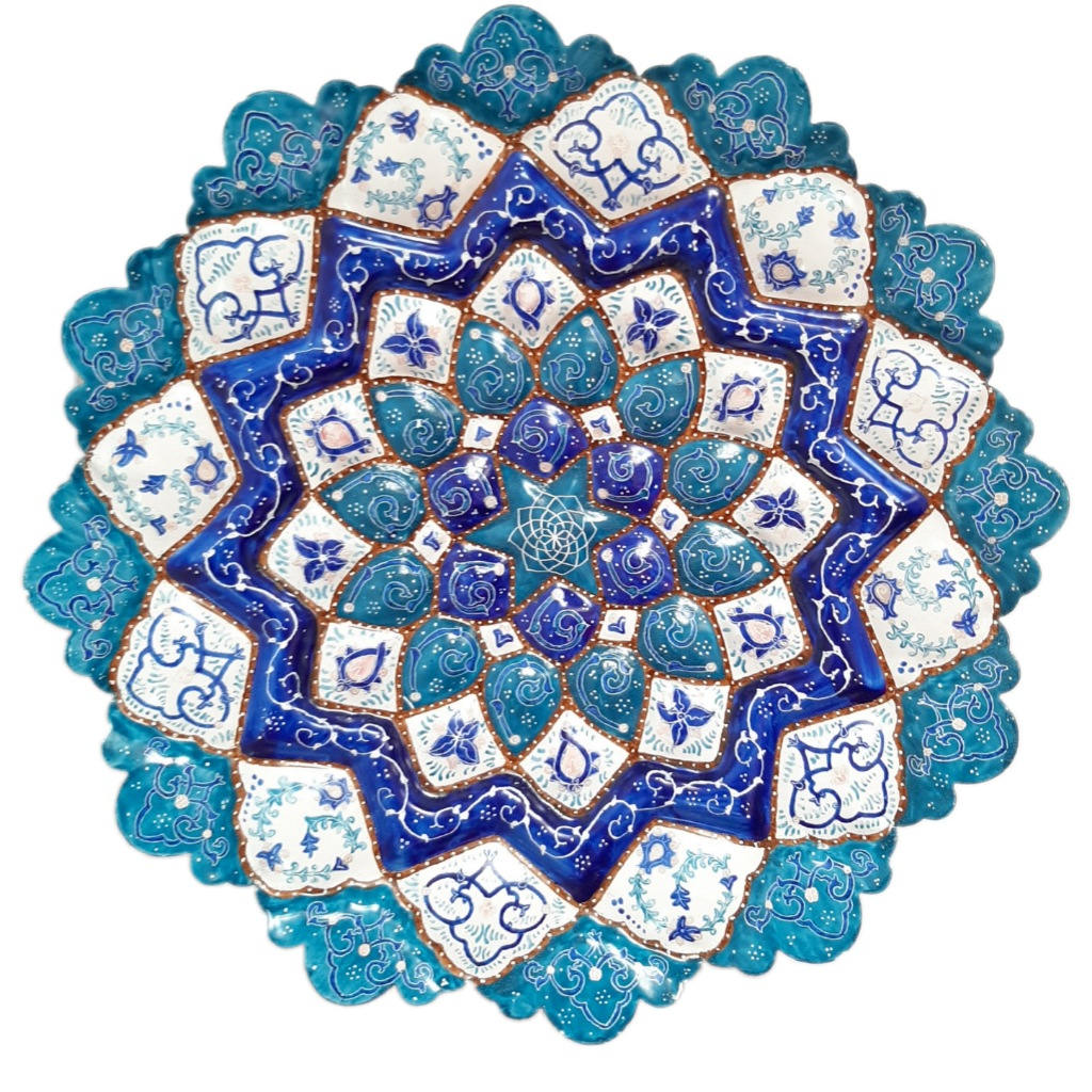 بشقاب میناکاری طرح اسلیمی خطایی مدل آسمان