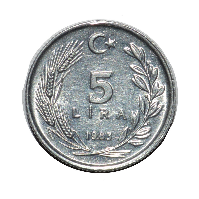 سکه تزیینی طرح کشور ترکیه مدل 5 لیر 1984 میلادی