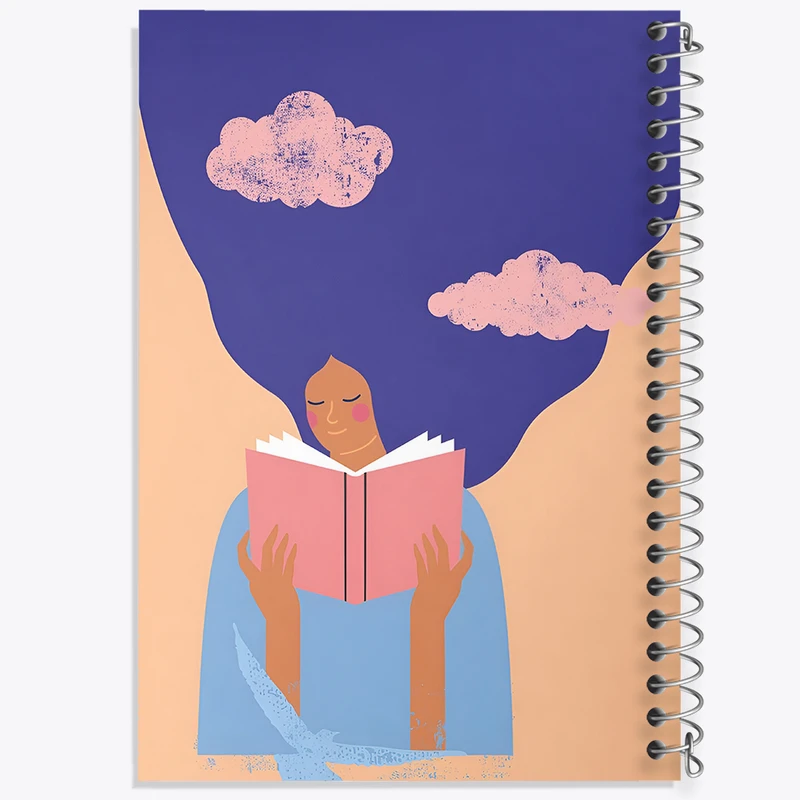 دفتر نقاشی 50 برگ خندالو طرح دختر کتابخوان کد F7317