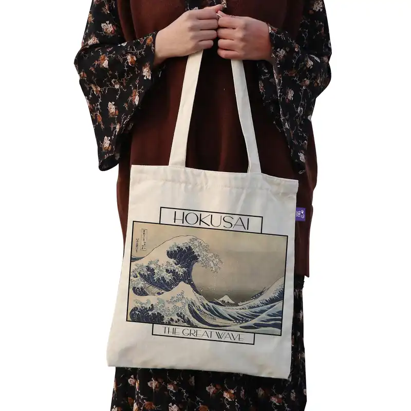 ساک خرید ترمه طراحان ایده مدل موج عظیم از هوکوسای کد art0253 - L