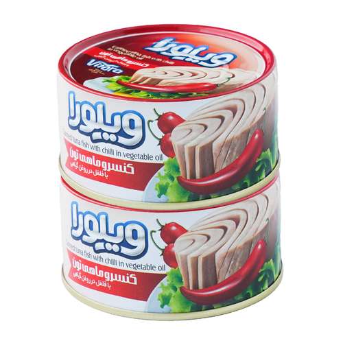 کنسرو ماهی تن در روغن گیاهی با فلفل ویلورا  - 180 گرم بسته 2 عددی