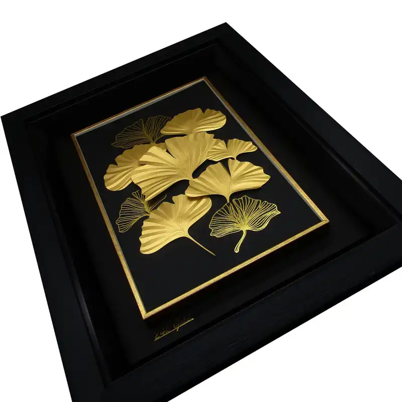 تابلو طلا کوب زرکات طرح گلبرگ مدل F140