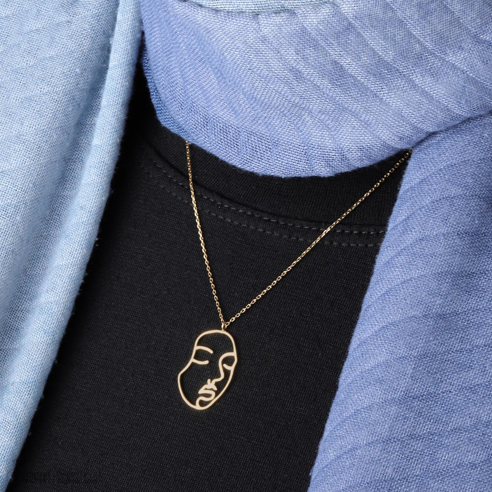 گردنبند طلا 18 عیار زنانه با زنجیر حلقه‌ای (فلامینگو) وی گالری مدل رخ مینیمال کد NB9377 -  - 3