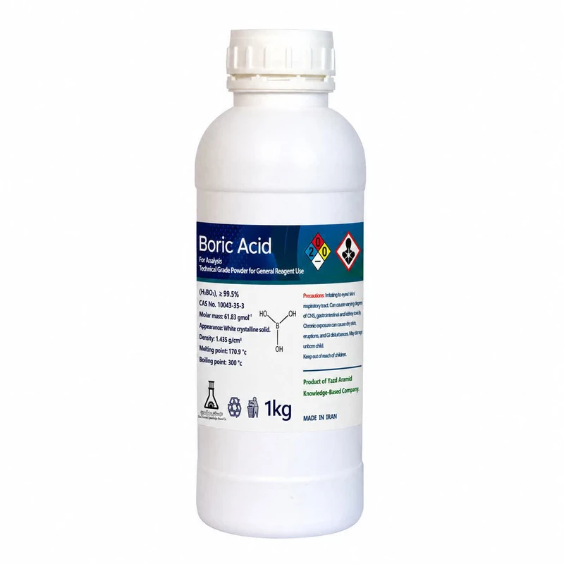 پودر اسید بوریک شرکت دانش بنیان آرامید یزد مدل H3BP3 کد A-120  وزن یک کیلوگرم