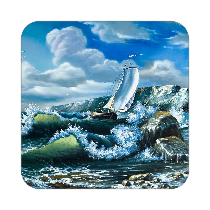 زیر لیوانی کاکتی طرح نقاشی رنگ روغن مدل mg10634