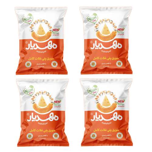 اسنک سویق پفی غلات کامل پنیری مهدیار - بسته 4 عددی