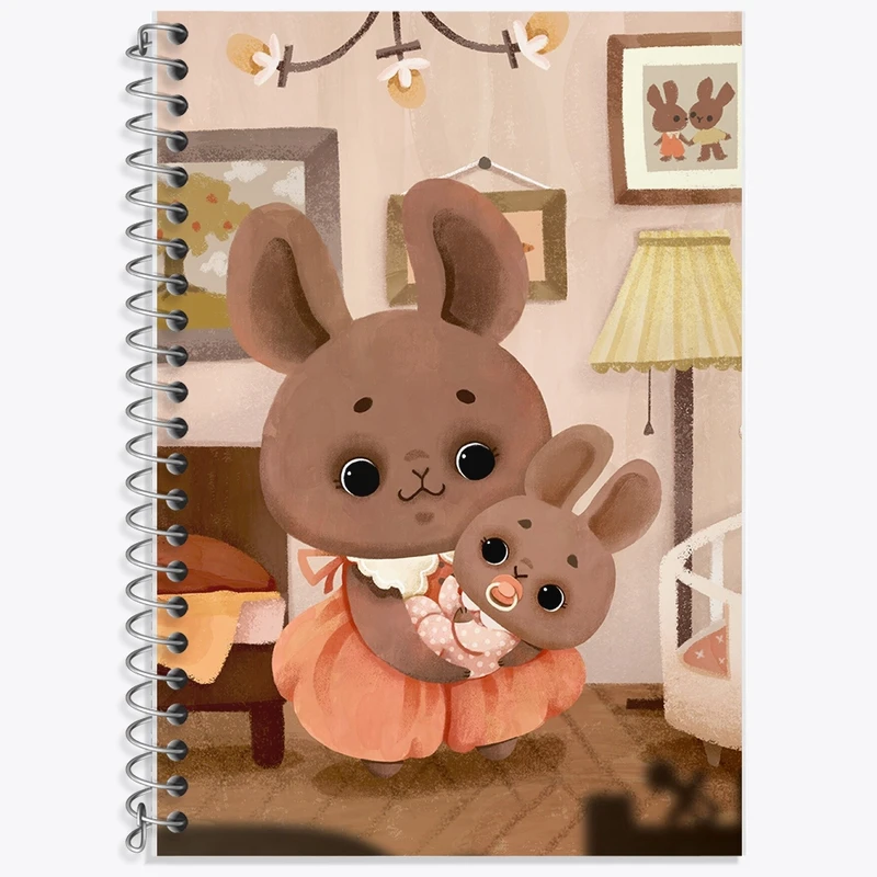 دفتر زبان 50 برگ خندالو مدل دو خط طرح خرگوش کد F945