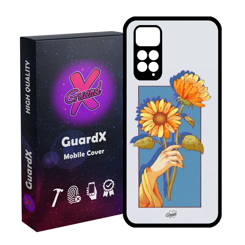 کاور گارد ایکس طرح گل و دست مدل Glass10675مناسب برای گوشی موبایل شیائومی Redmi Note 11S/ Note 11 4G