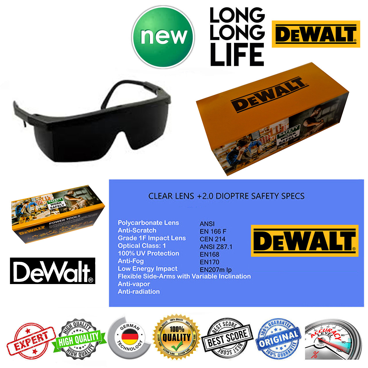 عینک جوشکاری  مدل کلاسیک EN168 مجموعه 4 عددی