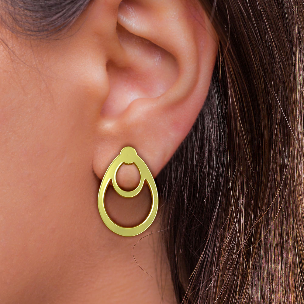 گوشواره طلا 18 عیار زنانه مدوپد مدل هندسی کد GA1-11950