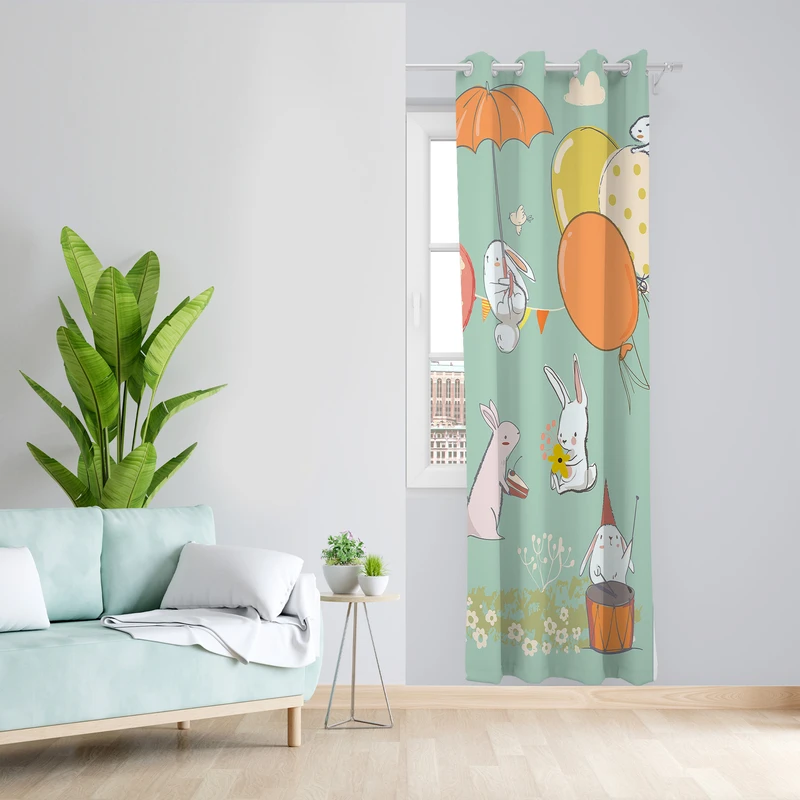 پرده طرح کودک بادکنک مدل مخمل پانچی کد 4041 z سایز 140x200 سانتی متر