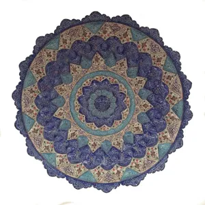 بشقاب مسی میناکاری طرح خطایی اسلیمی ۴۰ سانتی متری