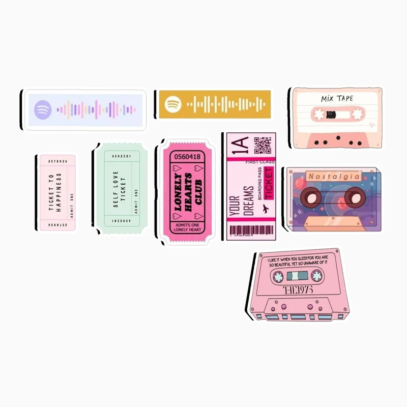 استیکر لپ تاپ و موبایل گوفی طرح بلیت و کاست مجموعه 9 عددی 