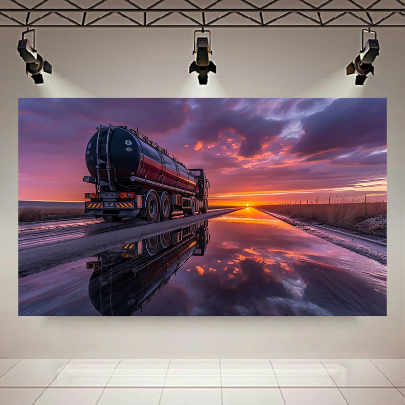 پوستر طرح مخمل جاده خیس مدل غروب خورشید کد AR303970