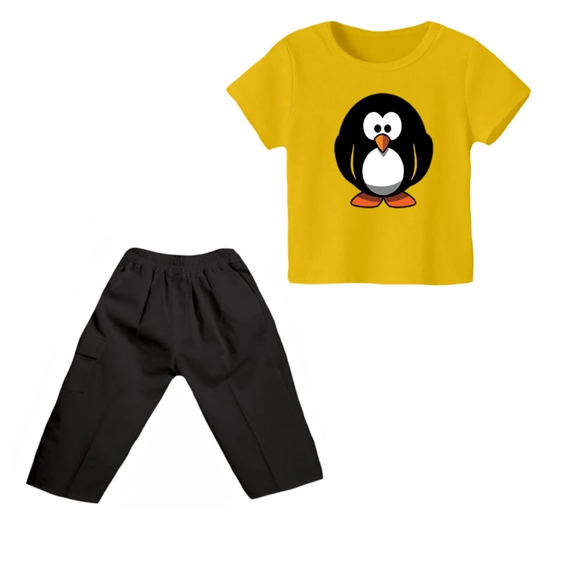 ست تی شرت و شلوارک پسرانه مدل پنگوئن کد 7