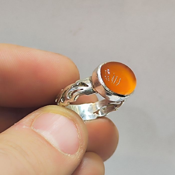 انگشتر نقره مردانه مدل سنگ عقیق یمانی رکاب دست ساز کد 7700 - - 4