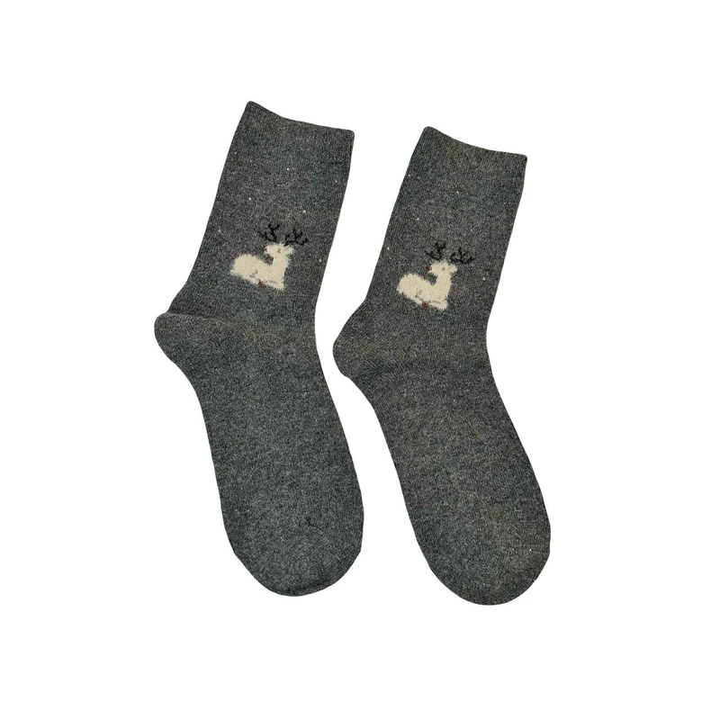 جوراب ساق بلند زنانه مدل پشمی طرح گوزن