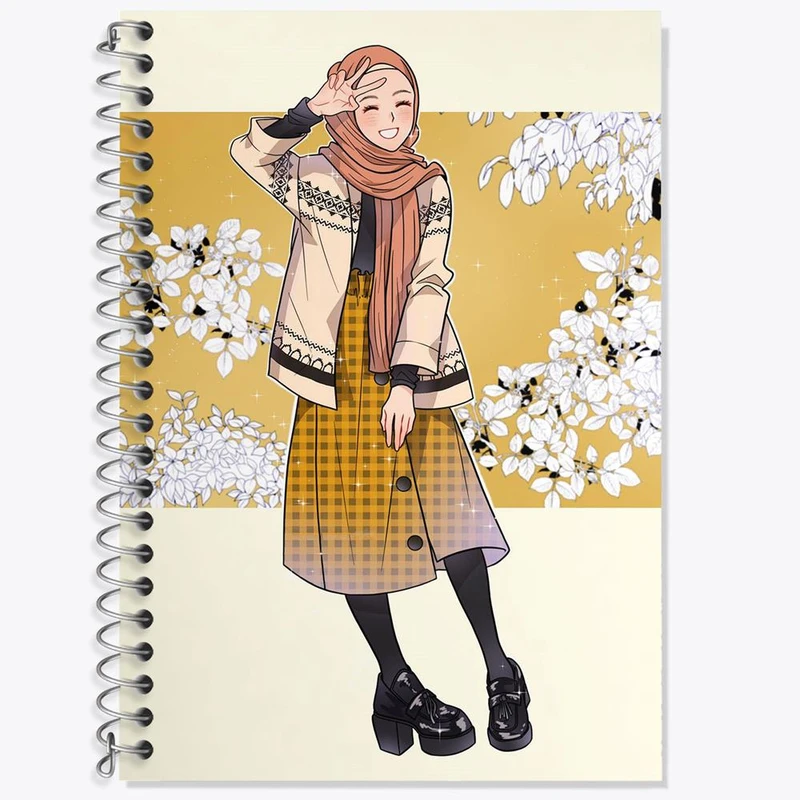 دفتر زبان 50 برگ خندالو مدل دو خط طرح دخترانه باحجاب کد 25998