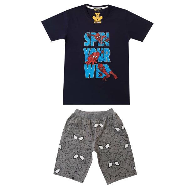 ست تی شرت و شلوارک پسرانه خرس کوچولو مدل اسپایدرمن -  - 5