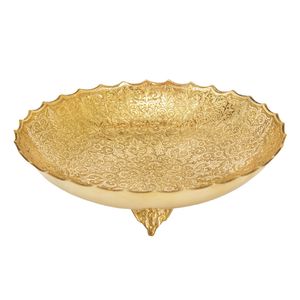 میوه خوری برنجی مدل قلم زنی سه پایه کد 6342