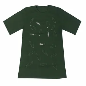 تی شرت لانگ آستین کوتاه زنانه مدل سنجاق رنگ سبز تیره