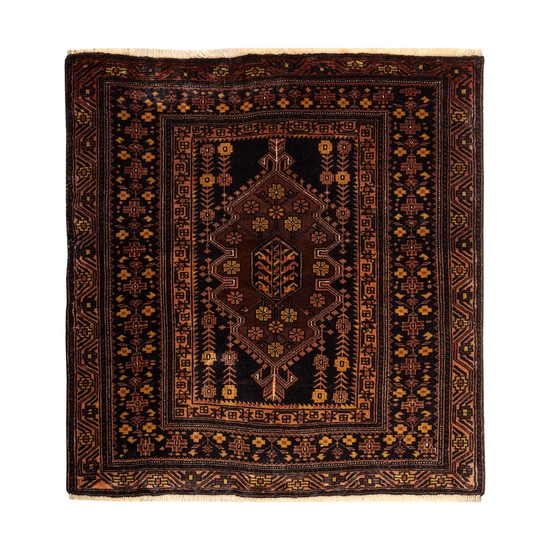 فرش دستبافت یک متری طرح بلوچ کد  45P10495 زمینه سورمه ای