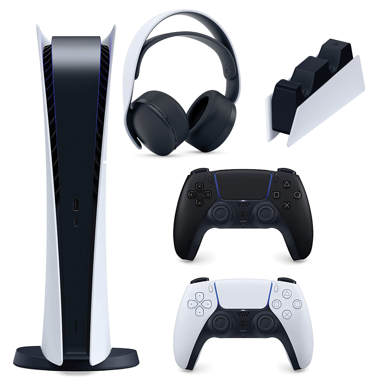 نکته خرید - قیمت روز مجموعه کنسول بازی سونی مدل PlayStation 5 Digital ظرفیت 825 گیگابایت به همراه هدست و پایه شارژر و دسته اضافی خرید