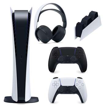 مجموعه کنسول بازی سونی مدل PlayStation 5 Digital ظرفیت 825 گیگابایت به همراه هدست و پایه شارژر و دسته اضافی