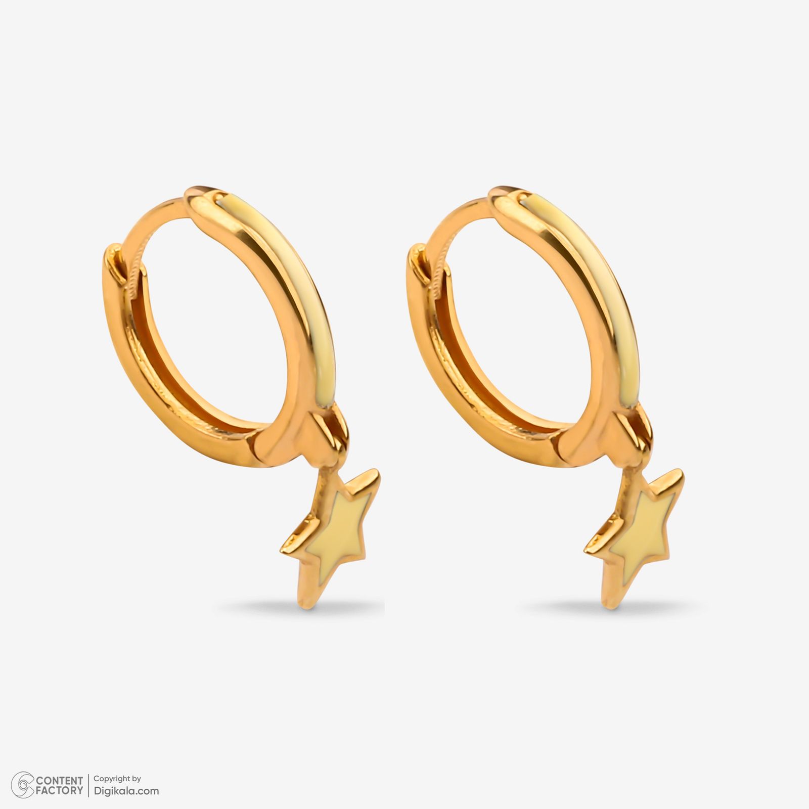 گوشواره حلقه‌ای طلا کم اجرت  18 عیار زنانه گلدم مدل E244024 -  - 5