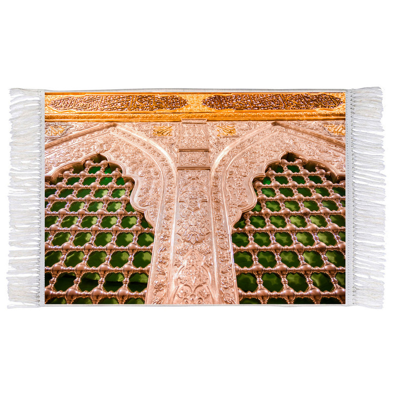 فرش ماشینی دیوارکوب اطلس آبی طرح ضریح حرم امام حسین مدل T2490 