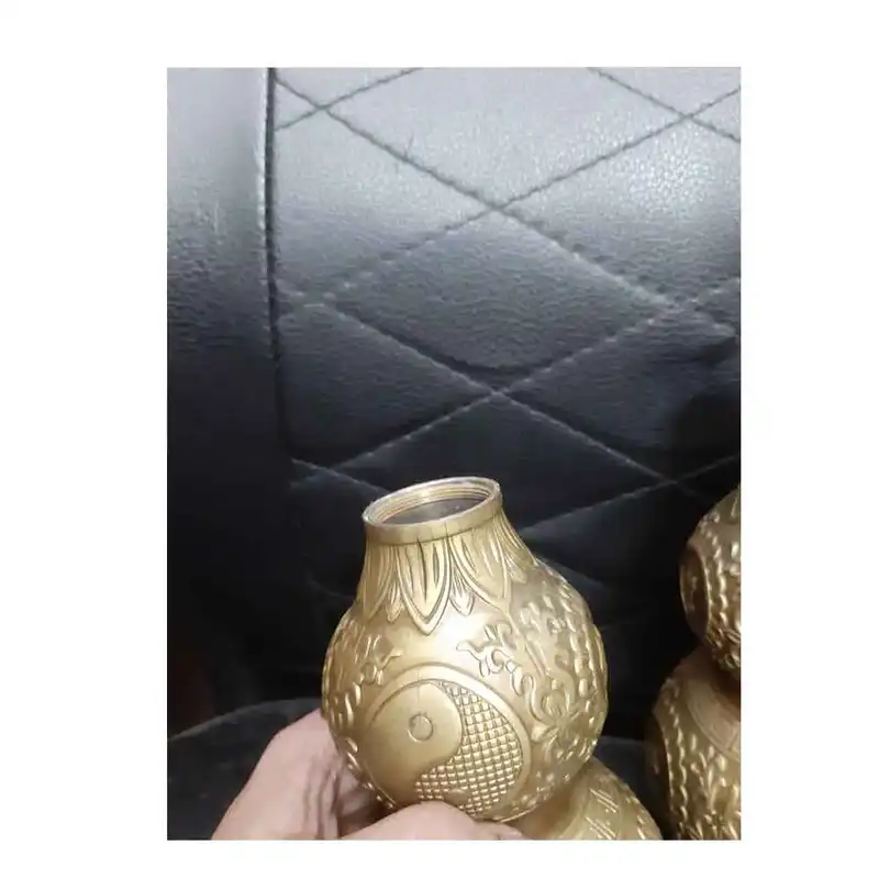 دکوری برنجی مدل فلاسک طرح گوی و گل کد A1 بسته دو عددی