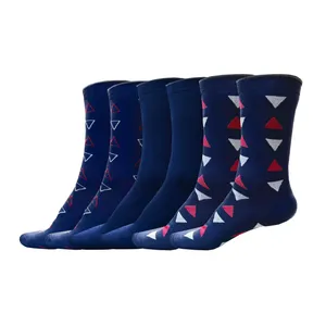 جوراب ساق بلند مردانه هورا مهر مدل HS-LNavy triangle مجموعه 3 عددی