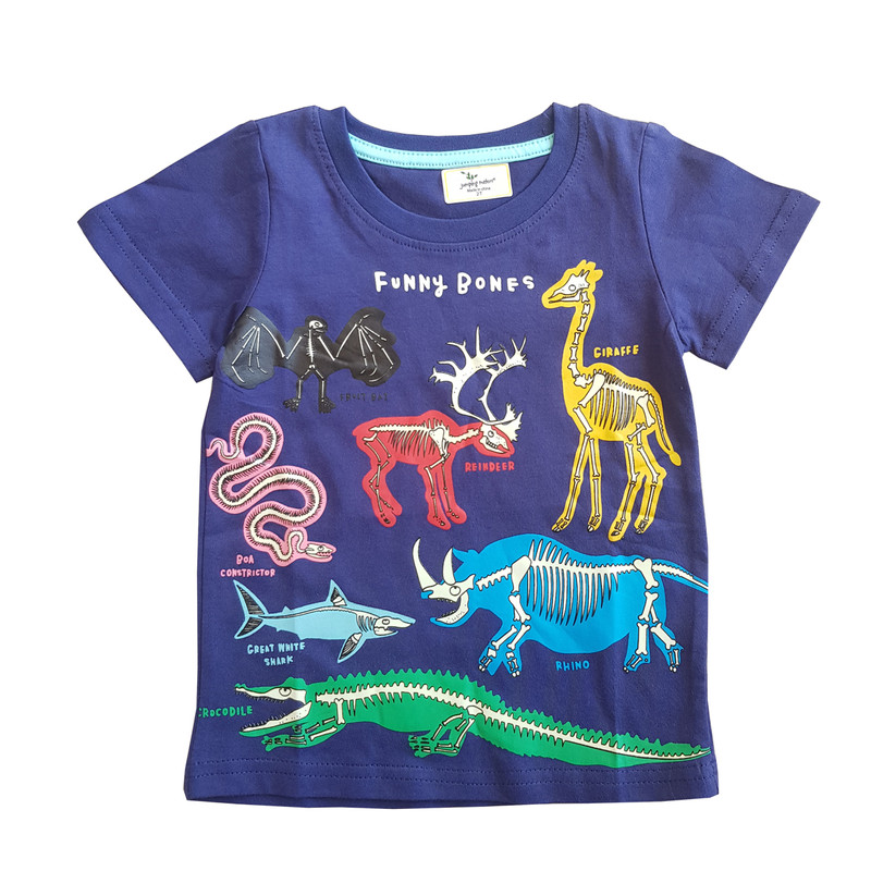 تی شرت آستین کوتاه پسرانه مدل دایناسور شب تاب