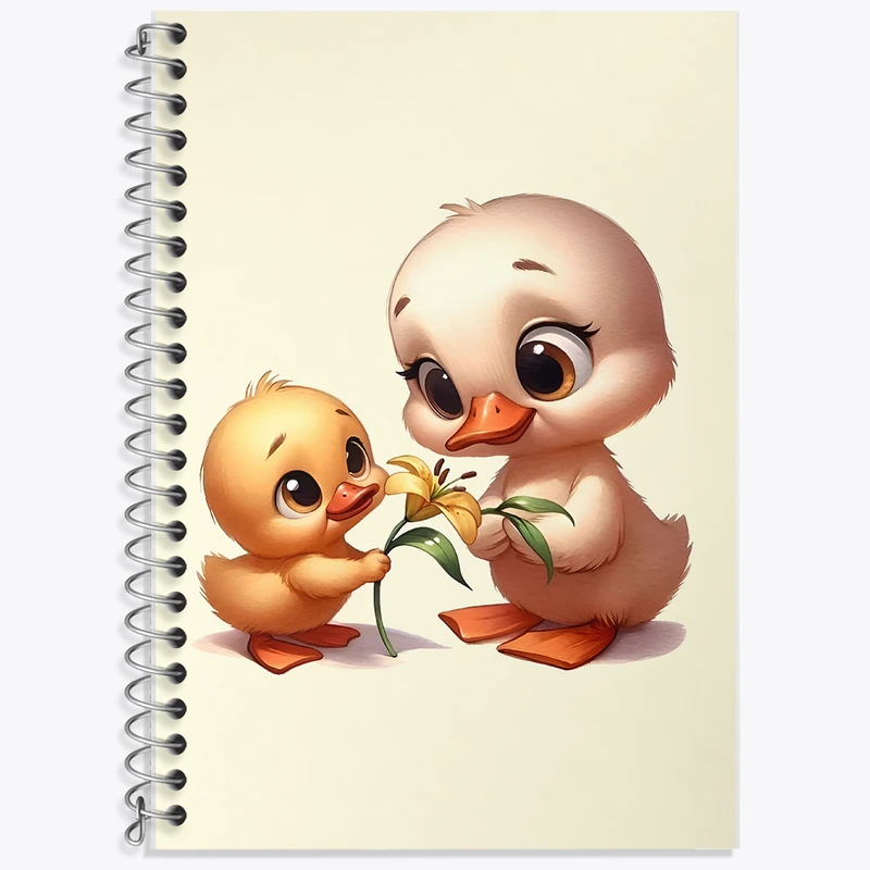 دفتر زبان 50 برگ خندالو مدل سه خط طرح جوجه اردک و مادرش کد F6117