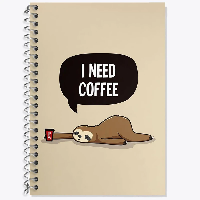 دفتر زبان 50 برگ خندالو مدل دو خط طرح قهوه Coffee کد 22010