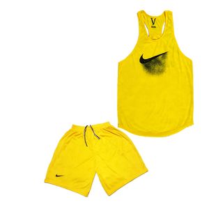 ست تاپ و شلوارک ورزشی مردانه مدل 1326 رنگ زرد