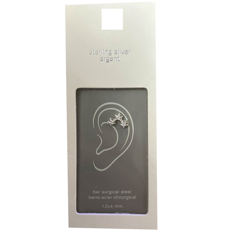 پیرسینگ نقره زنانه مدل نگین دار کد 3740