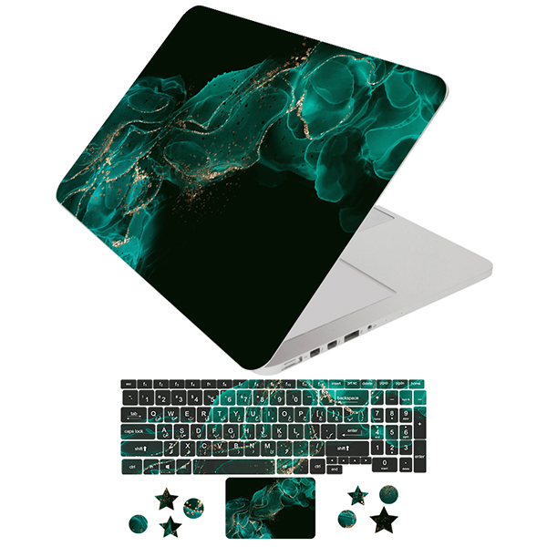 استیکر لپ تاپ راتیانا مدل blu_marble  مناسب برای لپ تاپ 15 تا 17 اینچ به همراه برچسب حروف فارسی کیبورد