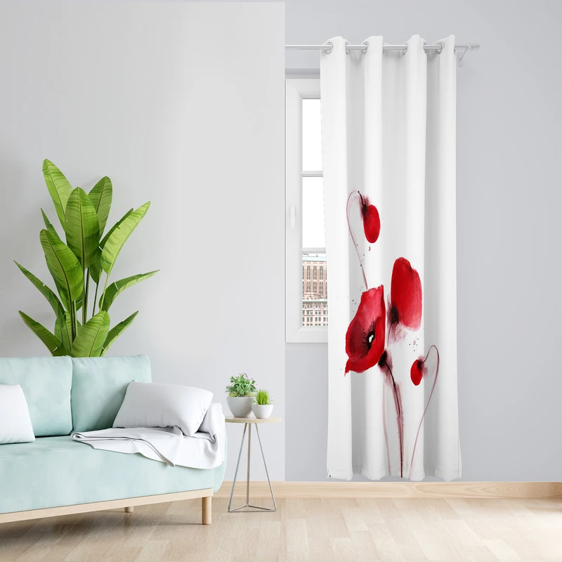 پرده طرح گل لاله مدل مخمل پانچی کد 4822 z سایز 140x200 سانتی متر