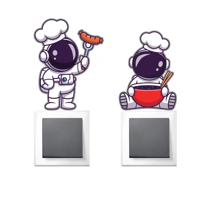 استیکر کلید و پریز مدل فضانورد کوچولو سرآشپز مجموعه 2 عددی