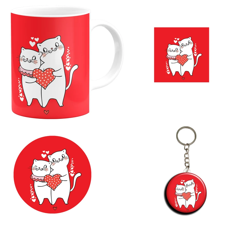 ست هدیه ماگ طرح عشق مدل عاشقانه کد A2 مجموعه 4 عددی