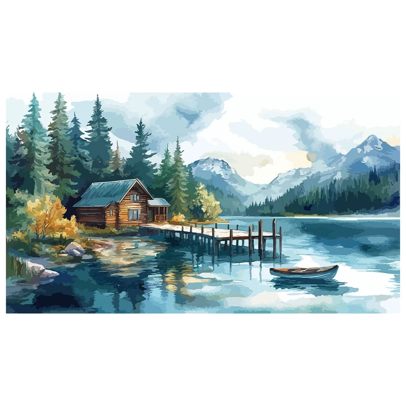 فرش پارچه‌ای مدل فرشینه طرح نقاشی برکه کد AR3060341