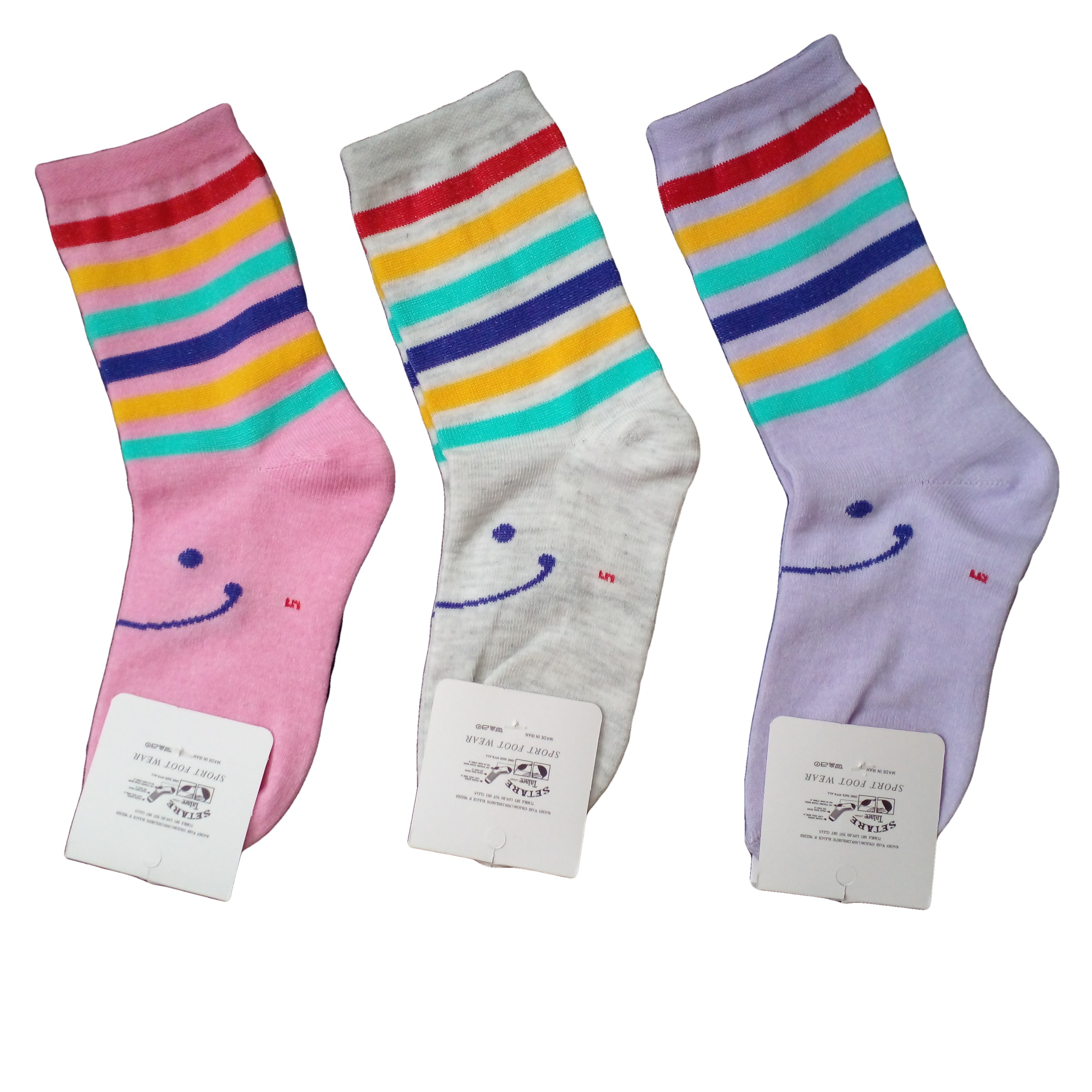 جوراب دخترانه مدل لبخند مجموعه سه عددی