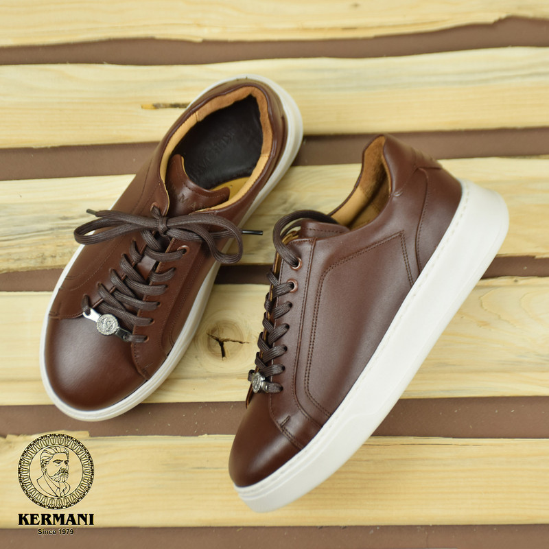 کفش روزمره زنانه کرمانی مدل چرم دستدوز طبیعی کد 42001z رنگ قهوه ای