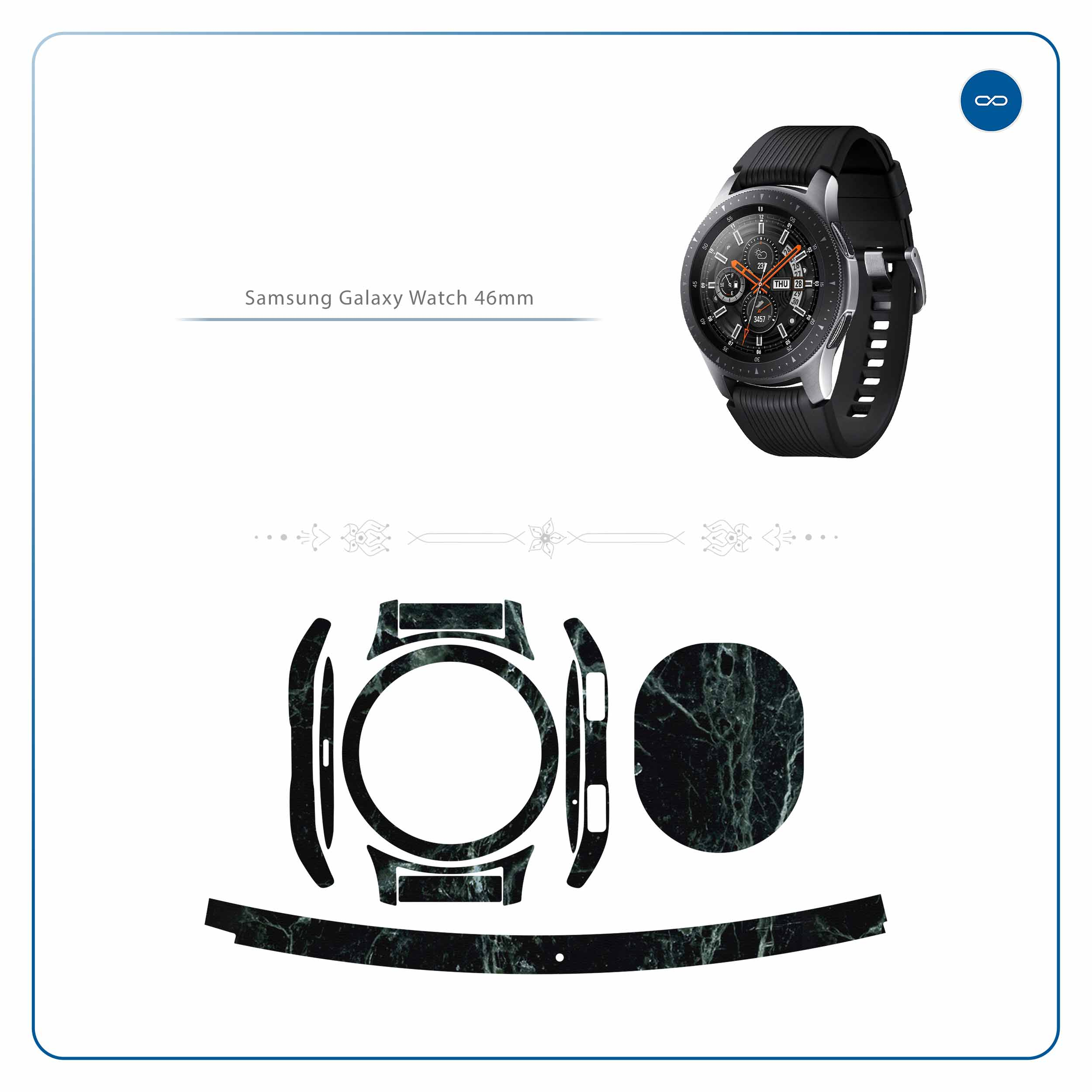 برچسب ماهوت طرح Graphite-Green-Marble مناسب برای ساعت هوشمند سامسونگ Galaxy Watch 46mm
