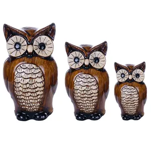 مجسمه دنیا دکوری سرمد مدل جغد خانواده کد 0 مجموعه 3 عددی