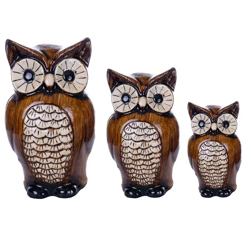 مجسمه دنیا دکوری سرمد مدل جغد خانواده کد 0 مجموعه 3 عددی