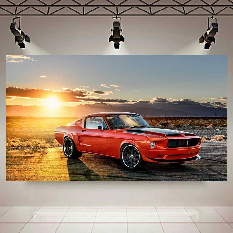 پوستر طرح ماشین مدل فورد موستانگ Fastback(1968) کد AR13240